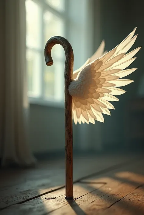 A grandmother&#39;s cane and angel wings