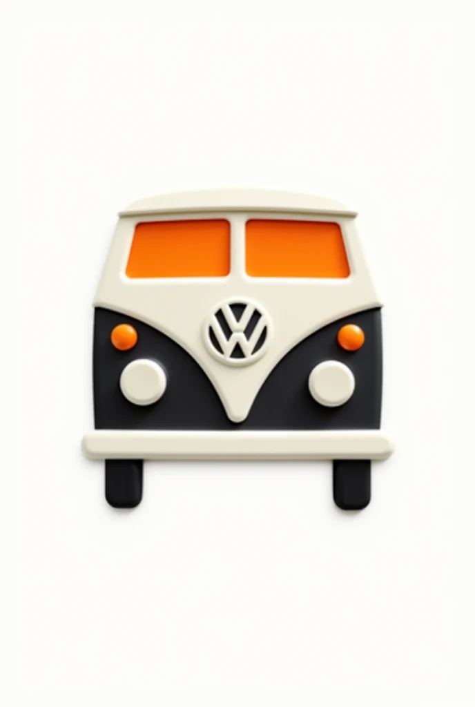 Volkswagen Kombi logo white and orange 2D, fron, black contour, only the contours