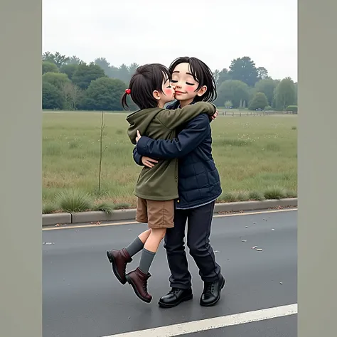 Girl hugged cute boy
