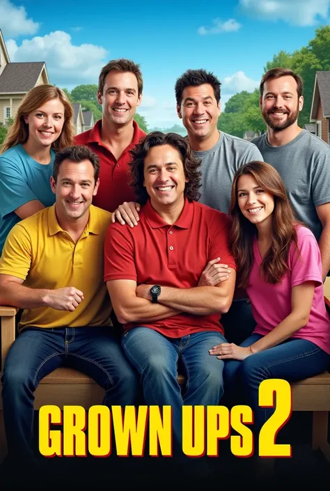 movie poster, realistic, from the movie Grown Ups 2, where you can see the real characters from the original film 