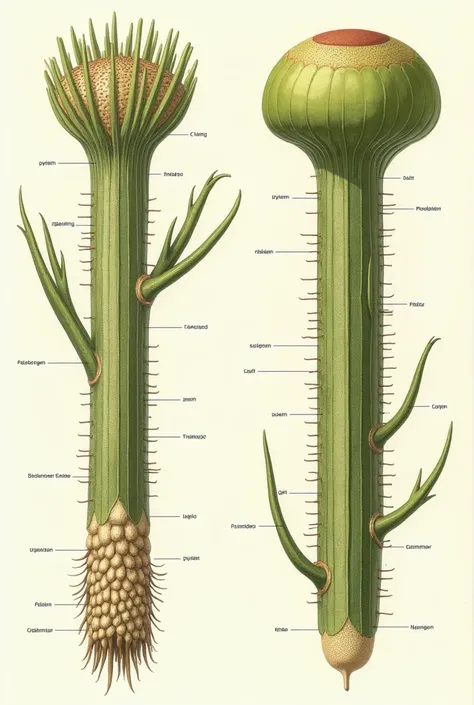 Draw a vascular bundle of Monocotyledon and one of Dicotyledon, Mention their differences.