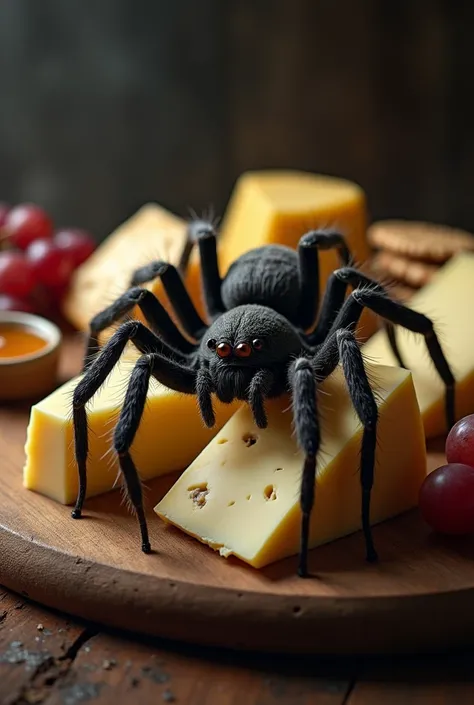 Spider on a cheese board