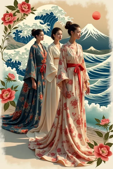 Fashion moodboard inspired by Japanese painter Katsushika Hokusai 