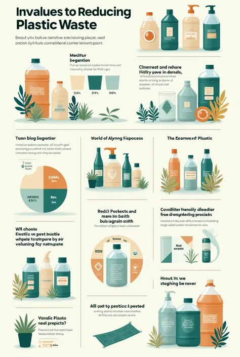 Try making an infographic plan entitled "reduce plastic waste, for an aesthetic earth". Tell where the graphics and information are placed in detail.