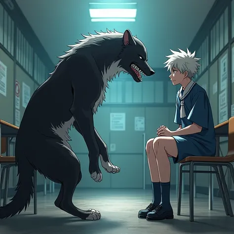 Itadori from Jujutsu Kaisen acts like a dog in front of the anime Nabura Sadism in school uniform