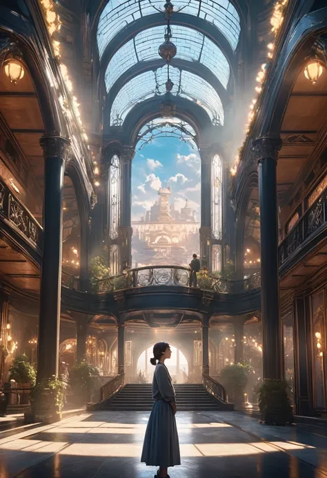 Fantastic scenery, Fantastic Building、Character、(Best Quality,4K,8k,High resolution,masterpiece:1.2),Very detailed,(Daydreaming,photoDaydreaming,photo-Daydreaming:1.37),Very detailed機能, Cinema Lighting, Complex Details, Dreamy atmosphere, Digital Art, Conc...