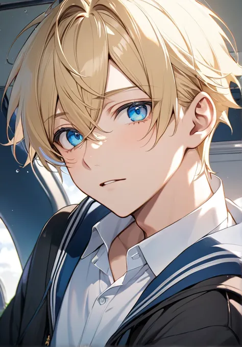 1boy, air, Blonde, Blue, Eyes , School 