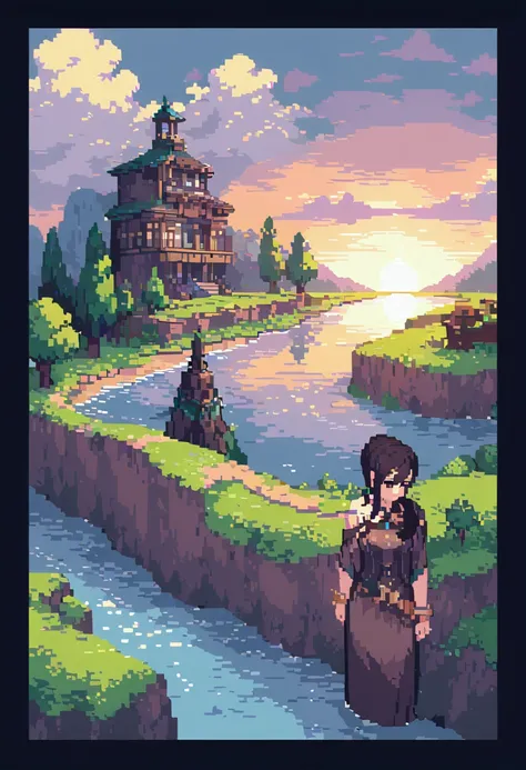 Create an old diary page in pixel art style, that describes in an unknown language an attractive male dark elf, make the whole image look like pixel art style