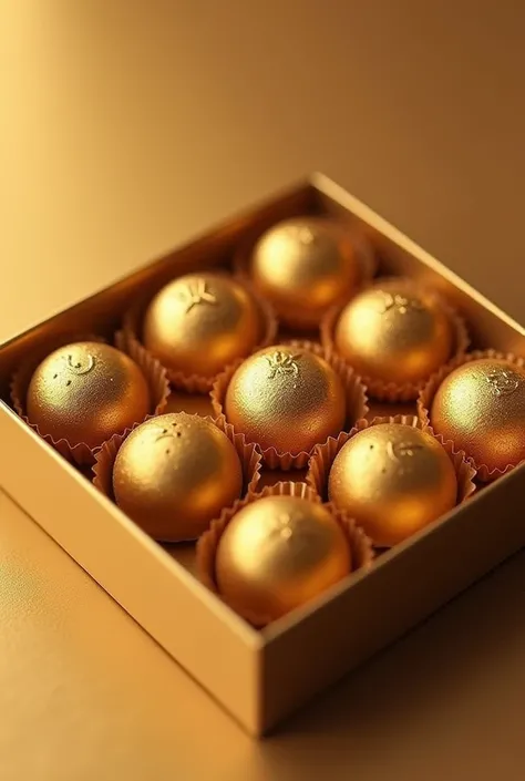 golden chocolate bonbons and 8 fit in a box 