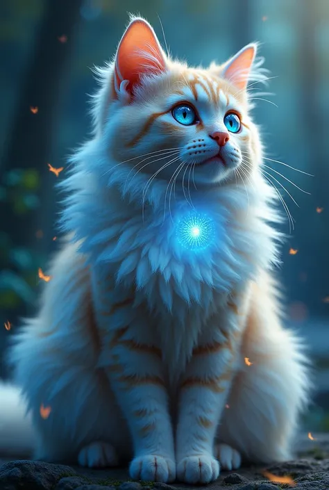 A cat having attractive fluff, meowthereum, purrformance, whisker points, and laser eyes.