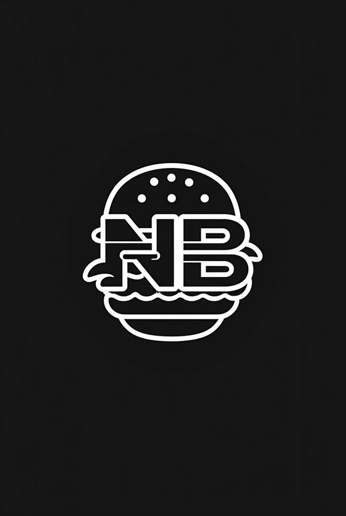 Make me a black and white logo that has the letters NB and includes a big hamburger and all of this is inside a soccer ball 