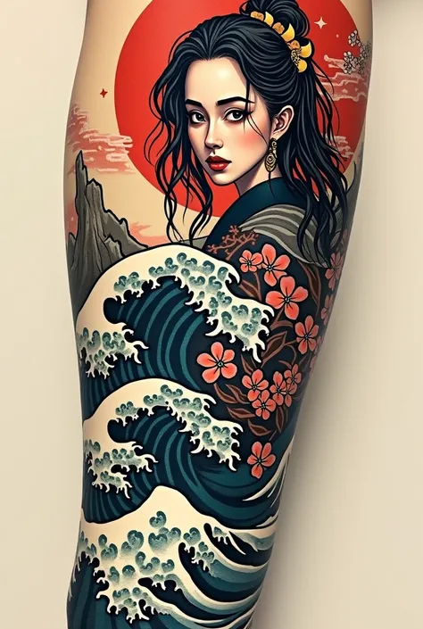 Create a full forearm tattoo in Japanese style
