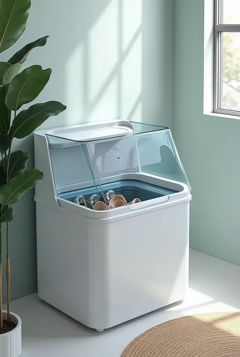 Shoe washing machine with rollers for washing shoes with soap and water 