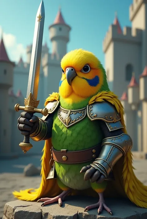 Budgie knight with sword