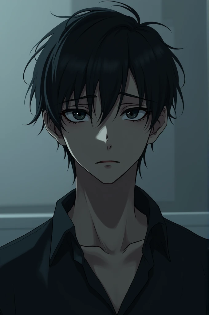 Can you generate me an anime character for comic that is a handsome boy but he is depressed