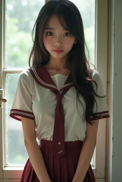 Indonesian school girl,uniform,long hire,big breast,,.nipple pokies