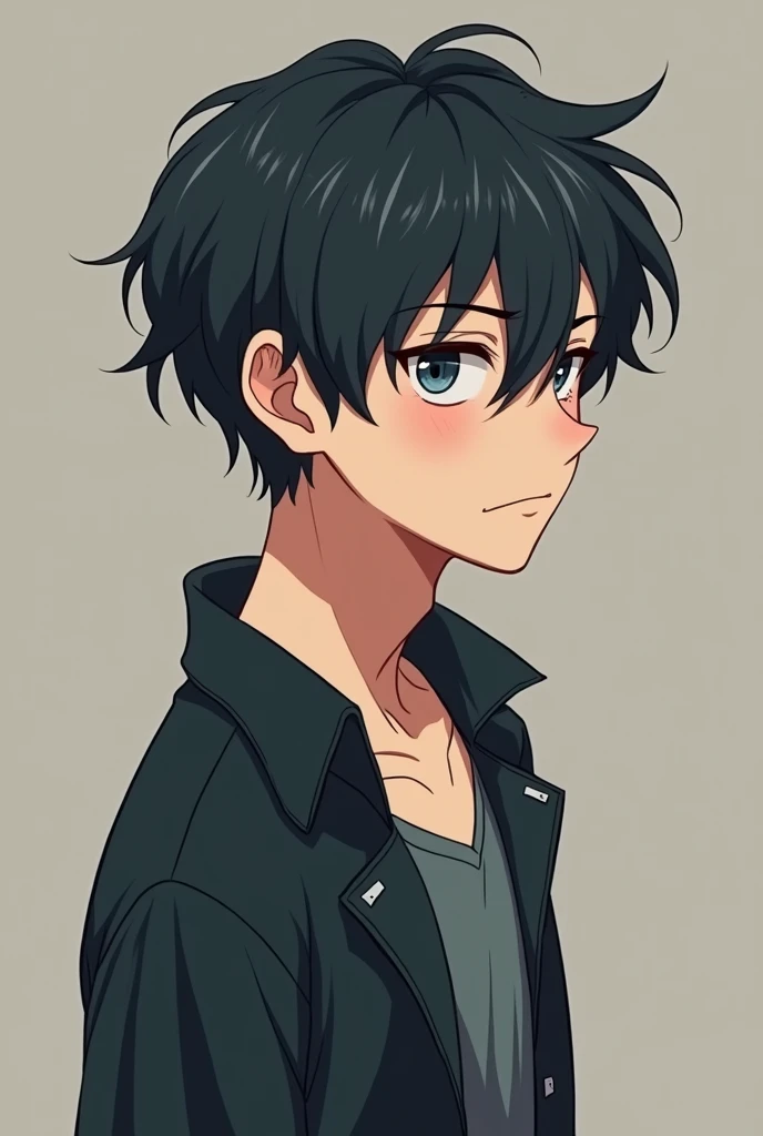 Can you generate me an anime character for comic that is a handsome boy but he is depressed
And now can you turn his expressions in realizing 
And now can you give me his front full body view and side too