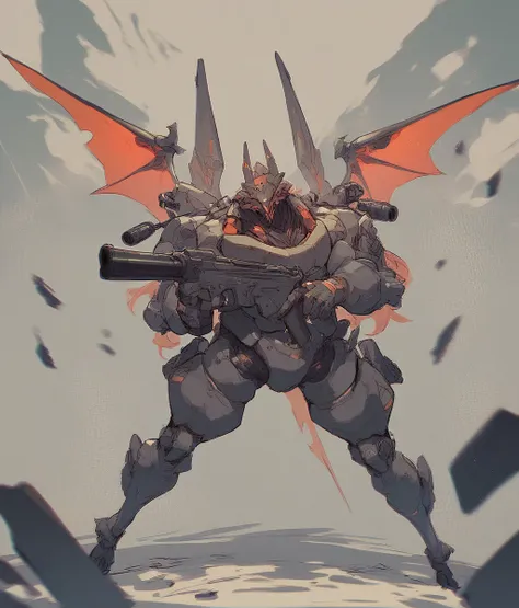 machine with wings、have a big gun、has a lot of guns、shooting a gun