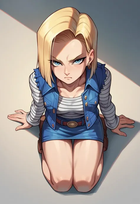 Android 18, On your knees, view from above, front view