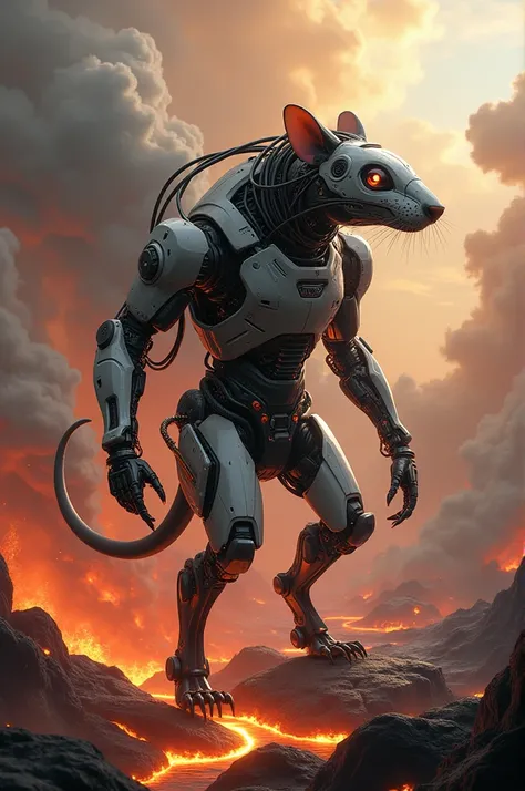 Rat transfer to transformer and background Lava and cloud and snake 