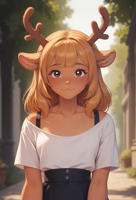 Noelle Deltarune, antlers, golden hair, cute, teenager, adorable, slim, sexy.