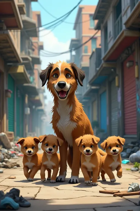 Introduction to the Street Dog:A stray dog named Sheru lives on the streets with his four children.