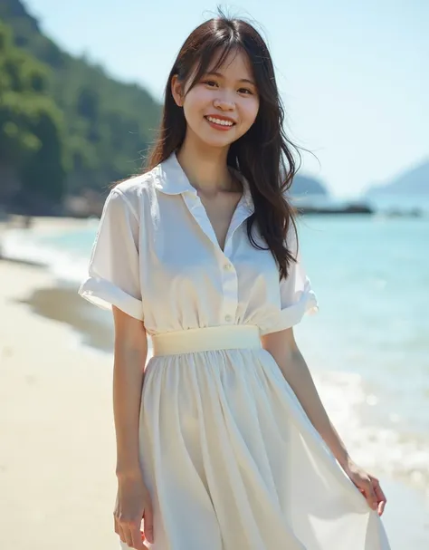 ((best quality)), ((masterpiece)), (detailed), perfect face,2 Japan Women,Teenager without makeup,Standing whole body,Clean to the toes,gigantic breasts:1.3,huge breasts:1.3,High bust top:1.3,Firm, round breasts:1.3,White shirt,Long skirt,((No Pat,No bra))...