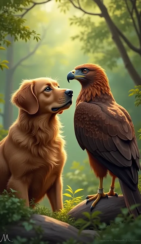 A dog and a hawk looked brown