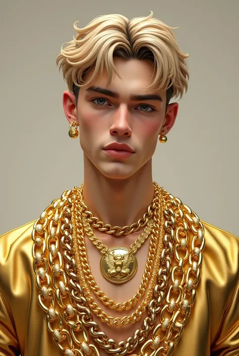 White boy with lots of gold chains and 