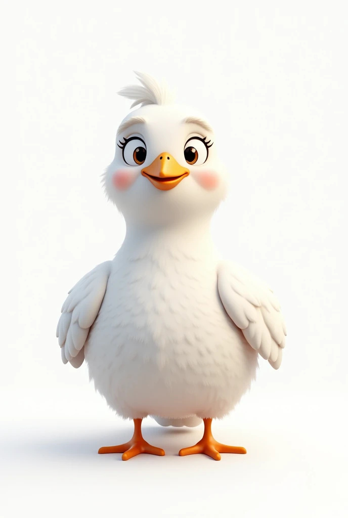 A realistic cartoon bird，Pure white background