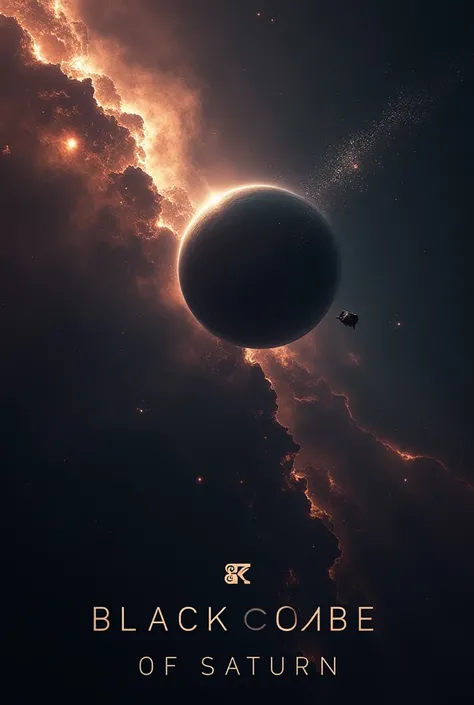 The words "The Black Cube Of Saturn" written in large letters at the bottom of the screen, ((masterpiece, highest quality, Highest image quality, High resolution, photorealistic, Raw photo, 8K)), ((Extremely detailed CG unified 8k wallpaper)), A very small...