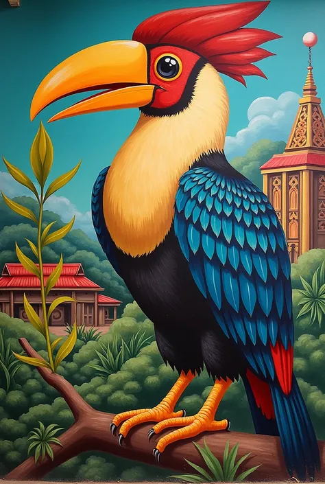 World Peace Day wall painting
Include indigenous elements of nagaland like Hornbill with an olive leaf in its beak and a morung in the background