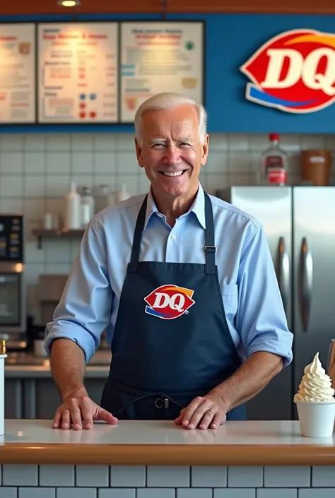 Joe biden workinf at dairy queen 