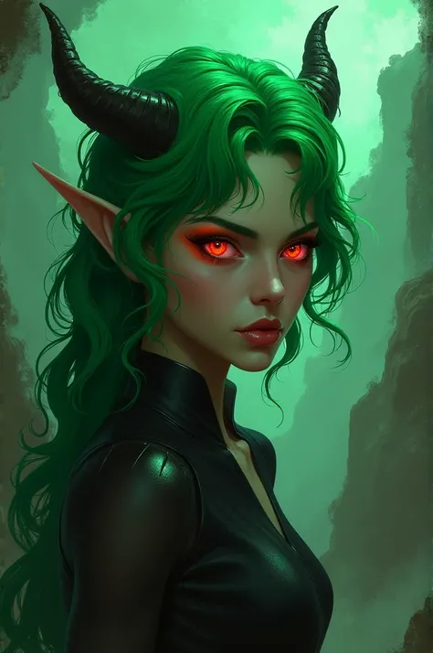  with green hair red eyes 