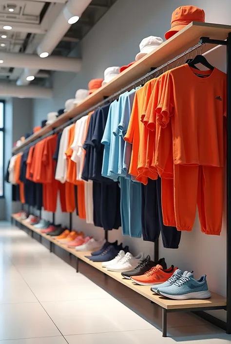 Sportswear on a rack in a store