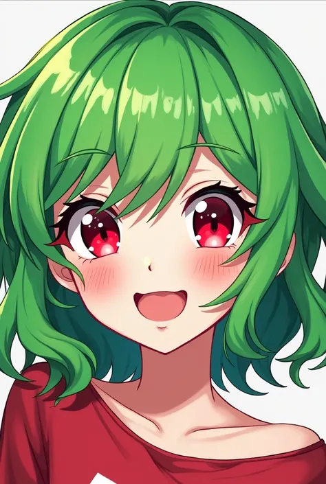 Green hair red eyes tiktok profile picture illustration 