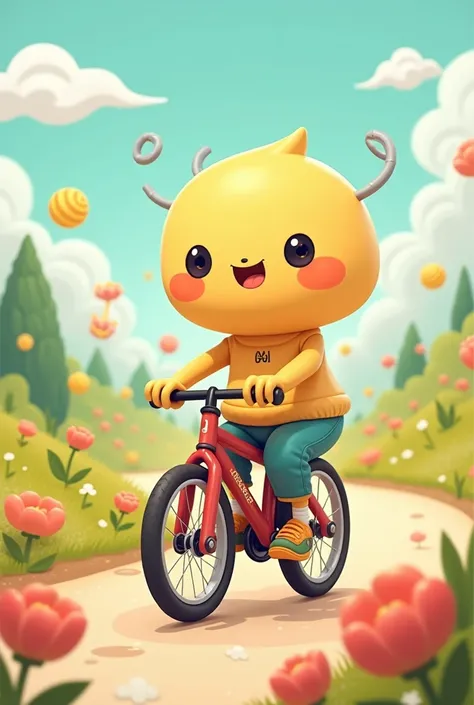 Un caca kawaii  qui fait du vélo 