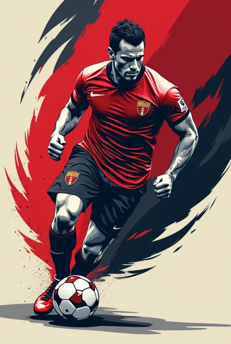 ( Football club logo) ( football player with football) 