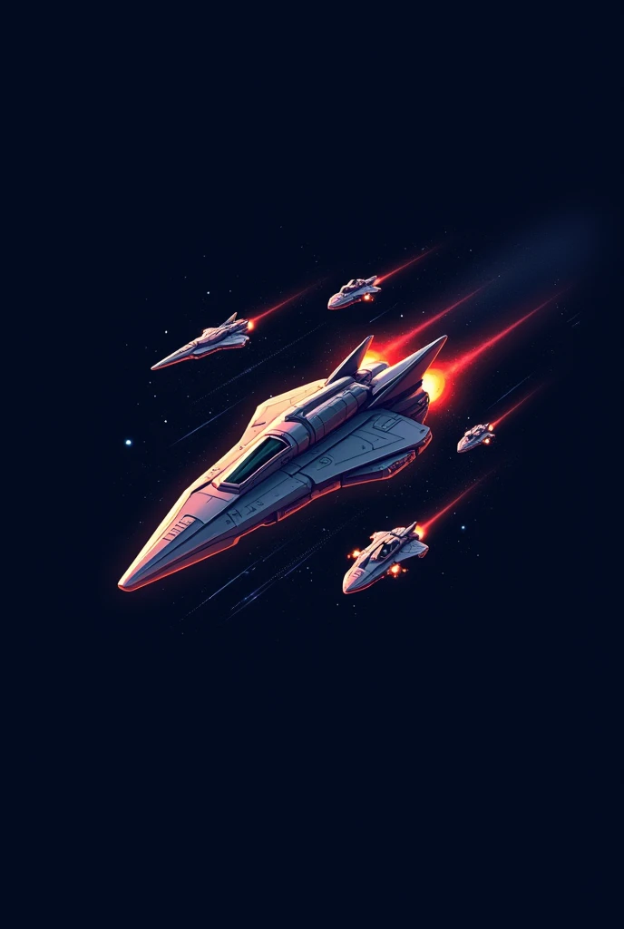 Make me a spaceship themed logo with some small ships passing by with the name galaktion