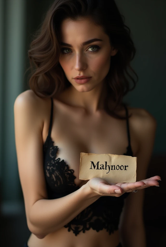  A sexy bra girl 
Hold a little paper in hand on paper write Mahnoor 