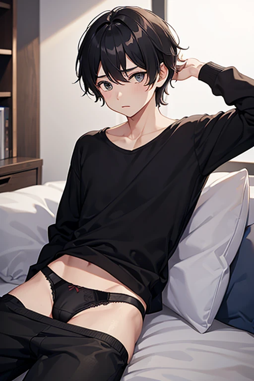 boy wearing black underwear