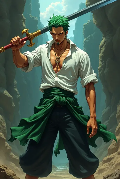 I want an image of Zoro from One Piece with the Enma sword
