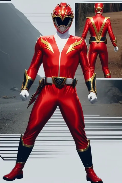 masutepiece, Super Detail, Best Quality, hight resolution, reflective light, ((Anatomically correct)), power ranger, One guy, solo, (Very shiny helmet and suit), dynamicposes, actionpose, fighting poses, kick, punch, jumpping, ((Wilderness in the backgroun...