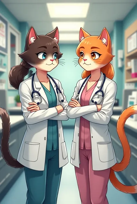 Alphabet PP looking as male and female cats doctors characters