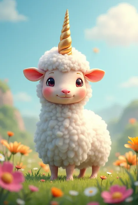 A hybrid, from a sheep and a unicorn, cute 