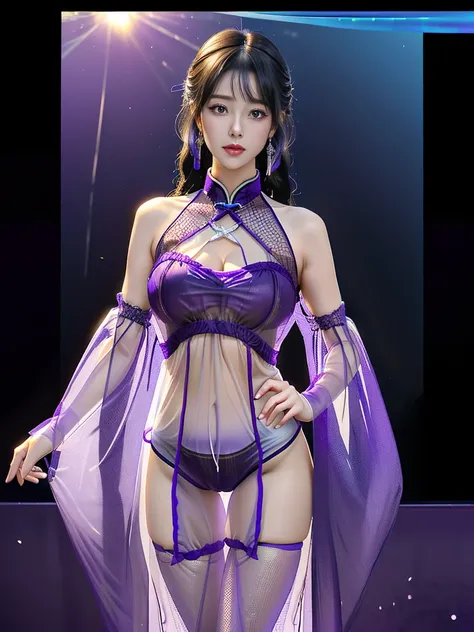 一个有着美丽脸庞的sexy中国华裔女孩, wearing an avant-garde transparent bodysuit, (((light theme, exposing the subject, sexy主题)))
(((wet room, m...