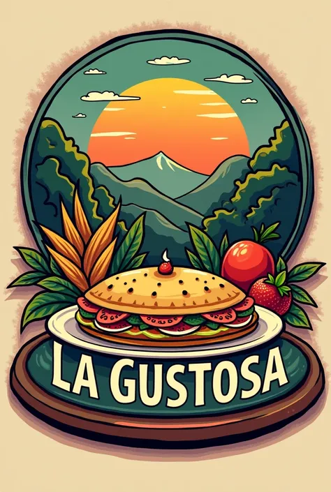 Create a logo for a restaurant called La Gustosa, From Colombia