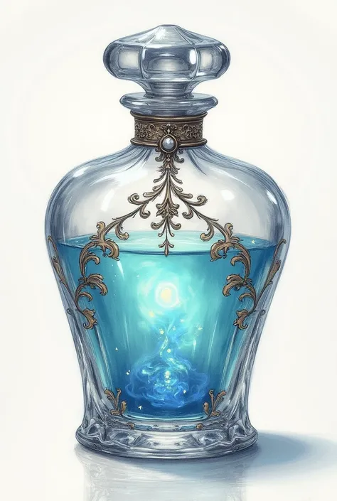 A sketch of a serum in a perfume bottle
