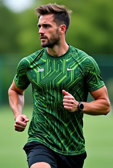 Computer pattern shirt, green, beautiful, sports shirt