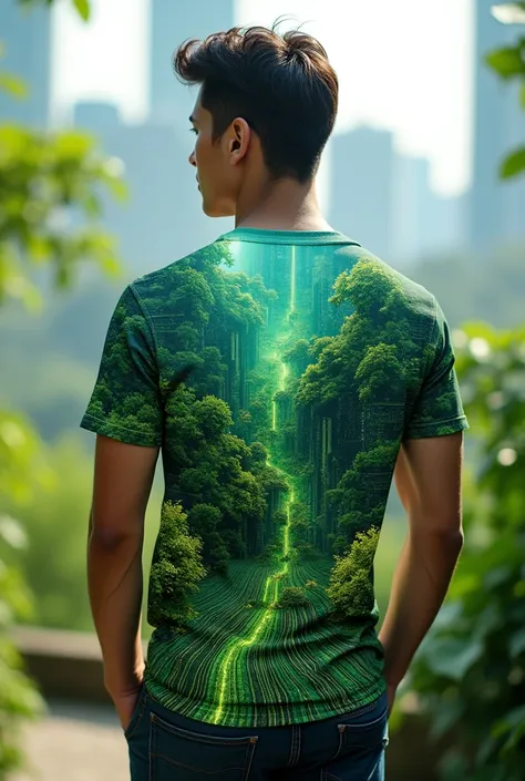  Green, beautiful, computer technology shirt, low budget